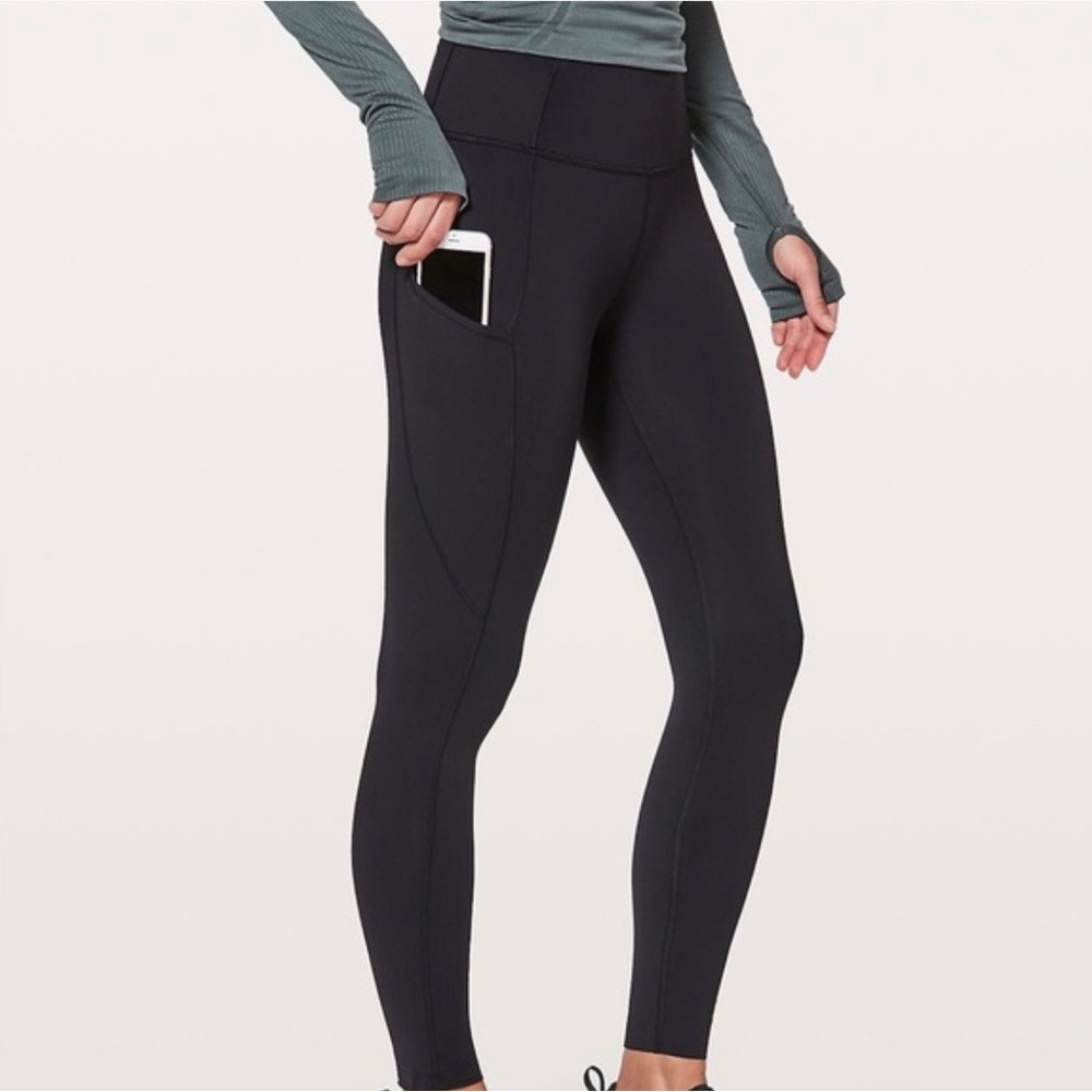 Lululemon 25” black leggings with side pocket 4